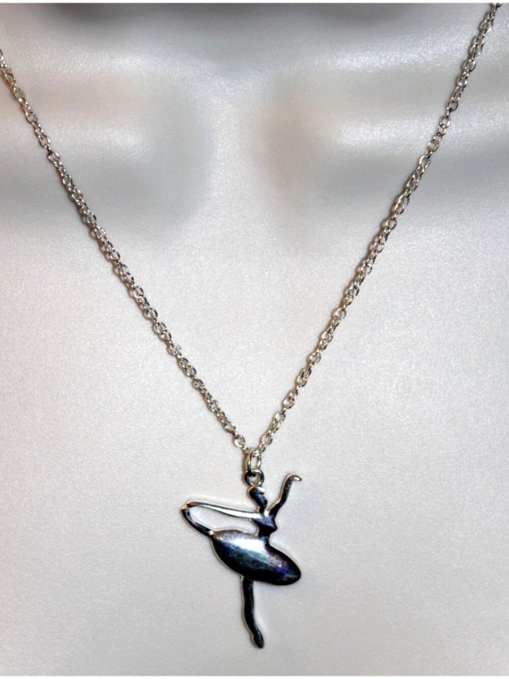 Limited Too Ballerina Pendant Silver Tone Necklace Vintage Y2K Deadstock NLM Gir